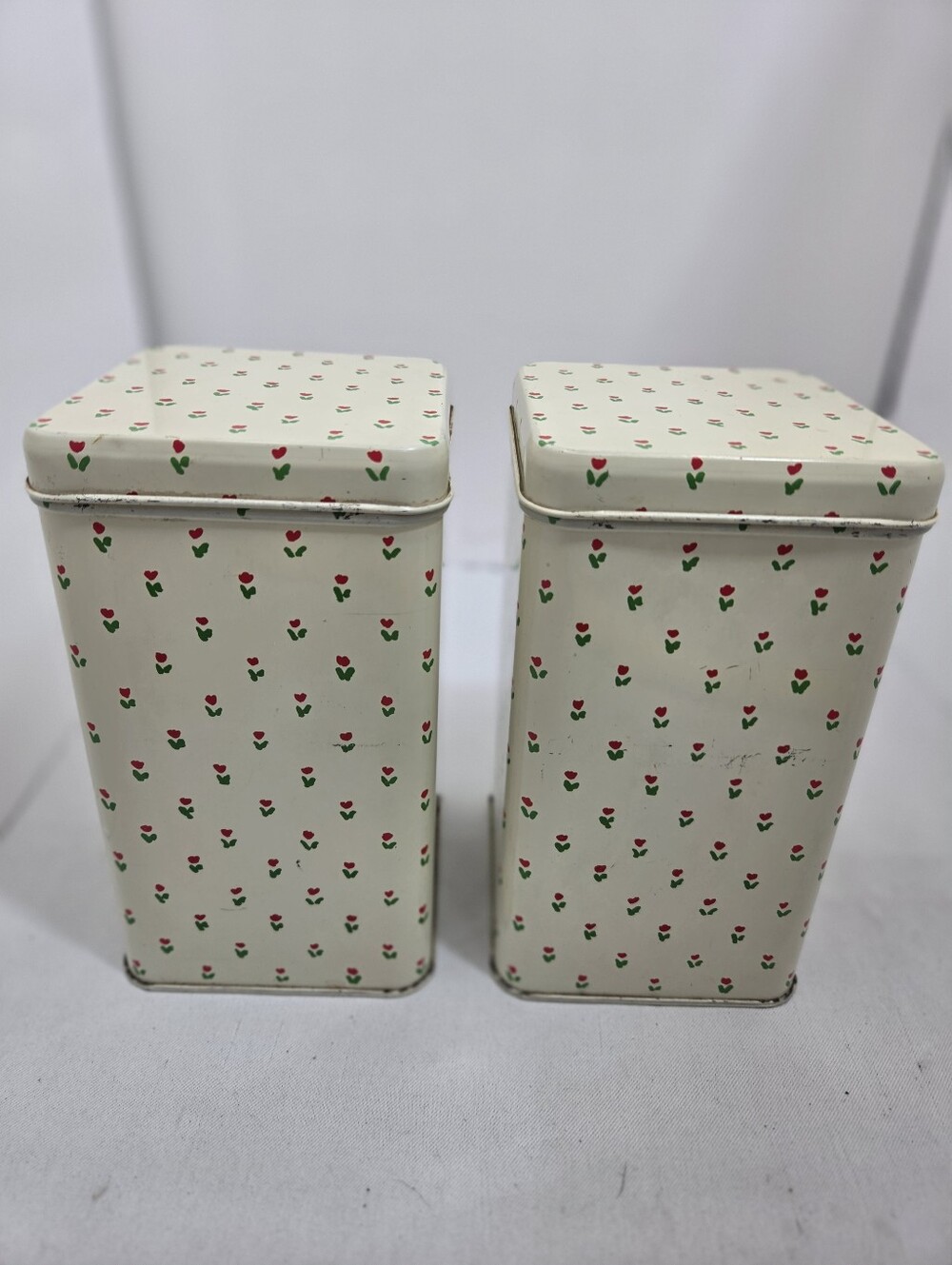 🌸 Vintage Decembre Finland Set of 2 Floral Metal Storage Canister Tins 🇫🇮✨